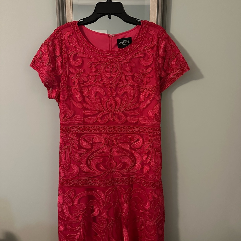 Joseph Ribkoff Red Embroidered Midi Dress